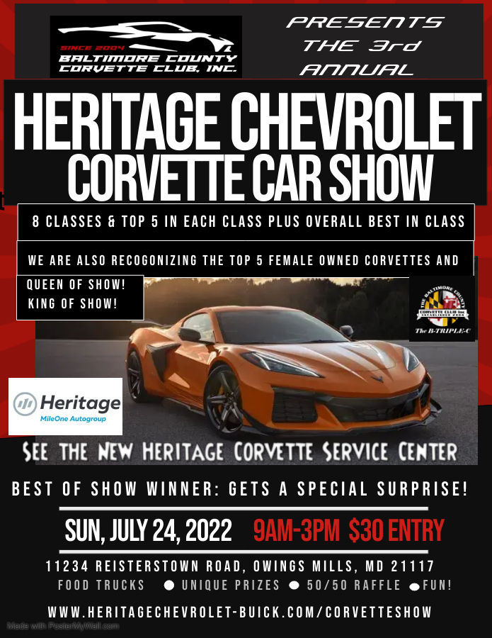 2022 3rd Annual Heritage Chevrolet Corvette Car Show